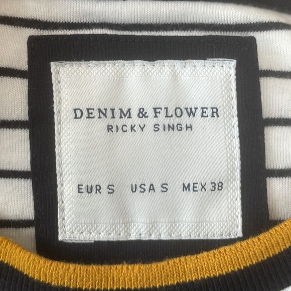 Denim & Flower Ricky Singh White & Black Striped Long Sleeve Shirt - Size Small - Picture 10 of 13